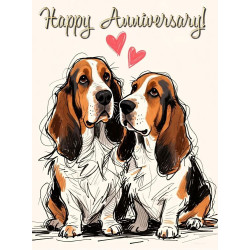 Two Sitting Basset Hounds in Love