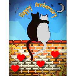 Cats Sitting on a Wall Anniversary Card