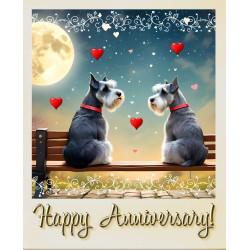 Schnauzers Sitting on a Bench Anniversary Card
