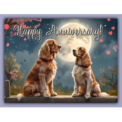 Spaniels in the Moonlight Anniversary Card