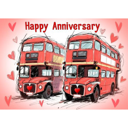 Two Routemaster Busses Anniversary Card