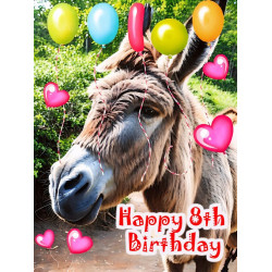 Donkey 8th Birthday Card