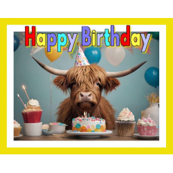 Highland Cow Birthday Card Highland Cow Birthday Card