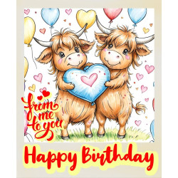 Highland Cows Drawing Birthday Card Highland Cows Drawing Birthday Card