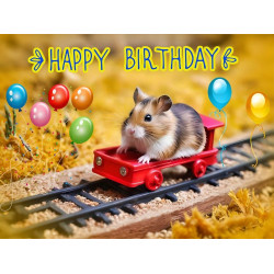 Hamster in a Railway Train Birthday Card Hamster in a Railway Train Birthday Card
