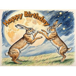 Boxing Hares Drawing Birthday Card Boxing Hares Drawing Birthday Card