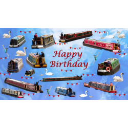 Multiple Narrow Boats Birthday Card Multiple Narrow Boats Birthday Card