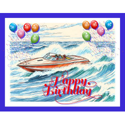 Speed Boat Drawing Birthday Card Speed Boat Drawing Birthday Card