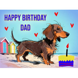 Dachshund Drawing Dad Birthday Card