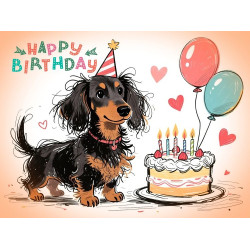 Dachshund Drawing Birthday Card Dachshund Drawing Birthday Card