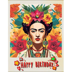 Frida Flowers Birthday Card