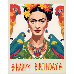 Frida Parrots Birthday Card