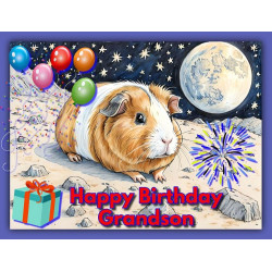 Grandson Guinea Pig in Space Birthday Card Grandson Guinea Pig in Space Birthday Card