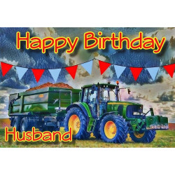 Husband Tractor Birthday Card