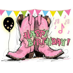 Pink Boots Birthday Card Pink Boots Birthday Card
