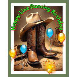 Brown Boots and Hat Birthday Card Brown Boots and Hat Birthday Card