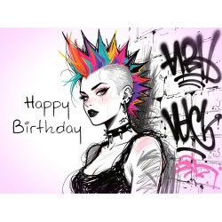 Female Punk Birthday Card