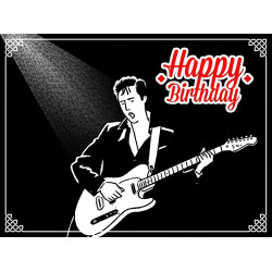 Black and White Guitar Player Birthday Card