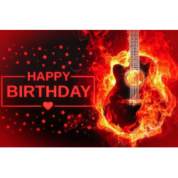 Burning Guitar Birthday Card