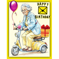 Lady on Mobility Scooter Birthday Card