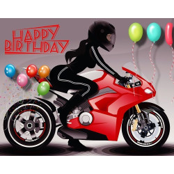 Female Motorcyclist Birthday Card