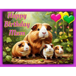 Guinea Pig Family Mum Birthday Card
