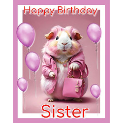 Guinea Pig Sister Birthday Card