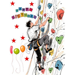 Male Rock Climber Birthday Card Male Rock Climber Birthday Card
