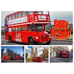 London Bus Collage Birthday Card