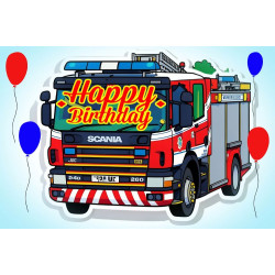 Fire Engine Birthday Card