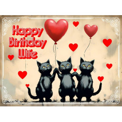 Black Cats Wife Birthday Card