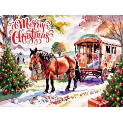 Horse Drawn Caravan Christmas Card Horse Drawn Caravan Christmas Card