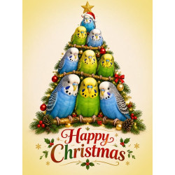 Budgie Tree Christmas Card Budgie Tree Christmas Card