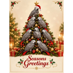 African Grey Tree Christmas Card African Grey Tree Christmas Card