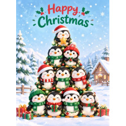 Penguin Tree Christmas Card Penguin Tree Christmas Card