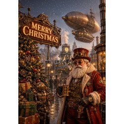 Steampunk Santa Christmas Card