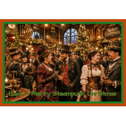 Steampunk Party Christmas Card